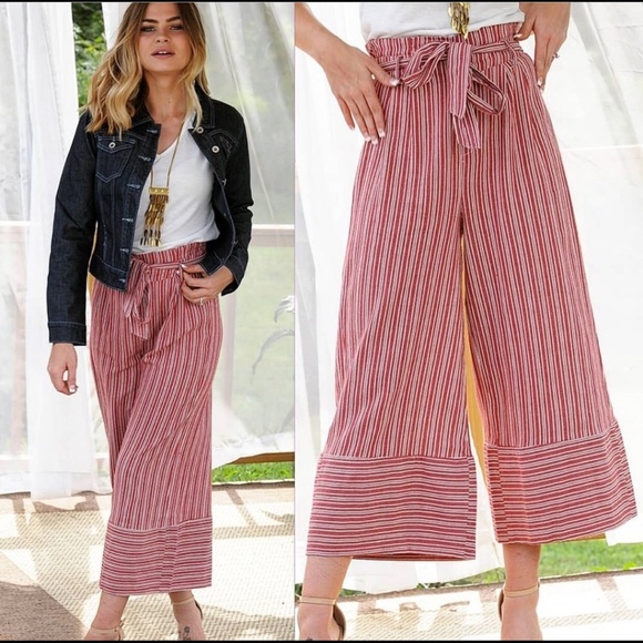 💼 Wide Leg Pants ~ red & white stripe ~ 16 styles - Picture 1 of 10